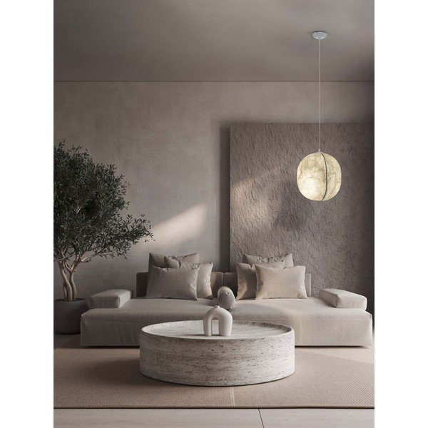 Biała metalowa lampa wisząca z tekstylnym kloszem ø 42 cm Pierida – Nova Luce-image-1
