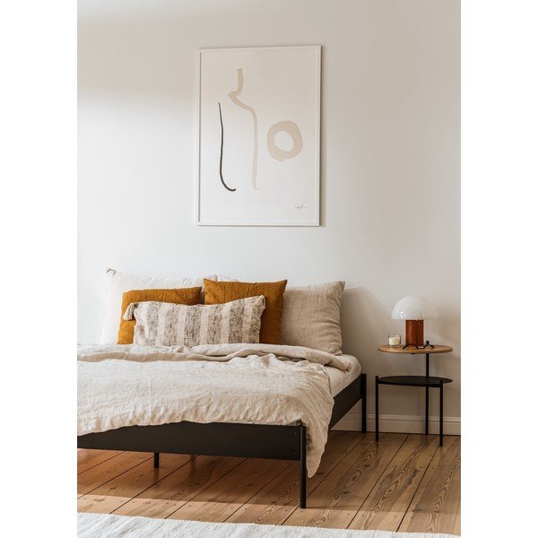 Białe stalowe łóżko dwuosobowe bez zagłówka ze stelażem 180x200 cm Eton Basic – noo.ma-image-3