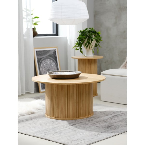Okrągły stolik w dekorze dębu ø 90 cm Nola – Unique Furniture-image-1