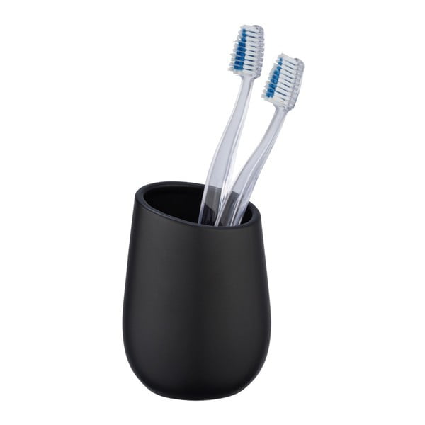 Czarny ceramiczny kubek na szczoteczki Wenko Badi-image-1