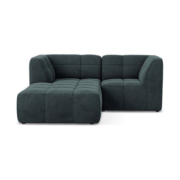 Niebieski aksamitny narożnik (lewostronny/z szezlongiem) Aloha – Makamii