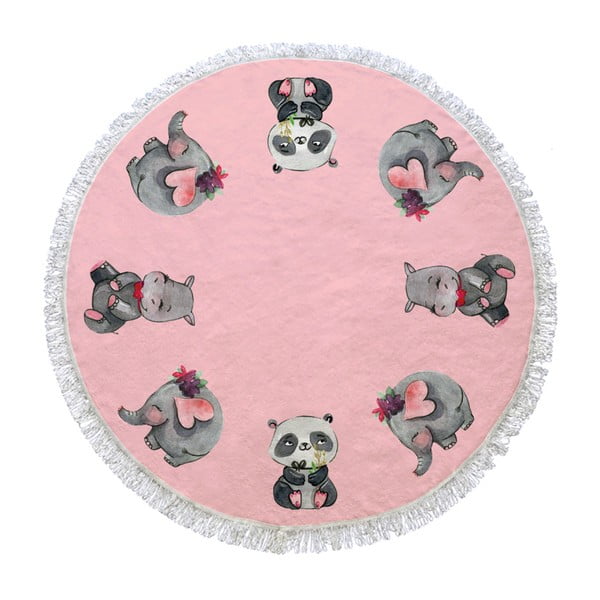 Okrągły ręcznik Pink Cuteness, ⌀ 105 cm