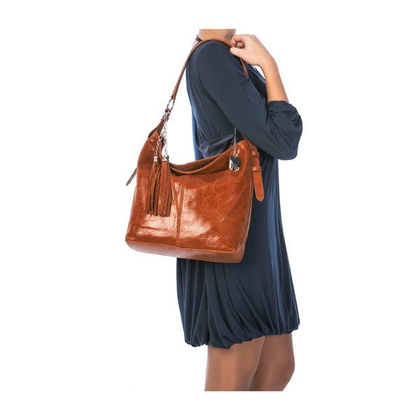 Skórzana torebka Hobo Tan-image-4
