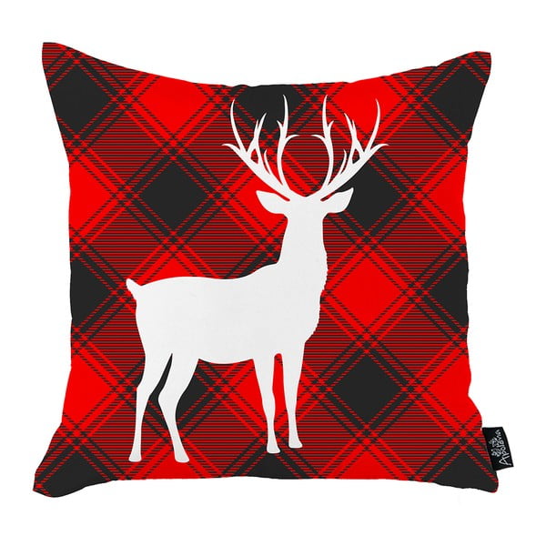 Czerwona poszewka na poduszkę ze świątecznym motywem Mike & Co. NEW YORK Honey White Deer Christmas, 45x45 cm