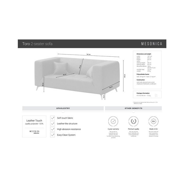 Brązowa 2-osobowa sofa MESONICA Toro-image-3
