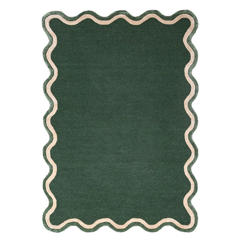 Ciemnozielony dywan z mieszanki wełny tkany ręcznie 200x290 cm Rivo Wool – Flair Rugs