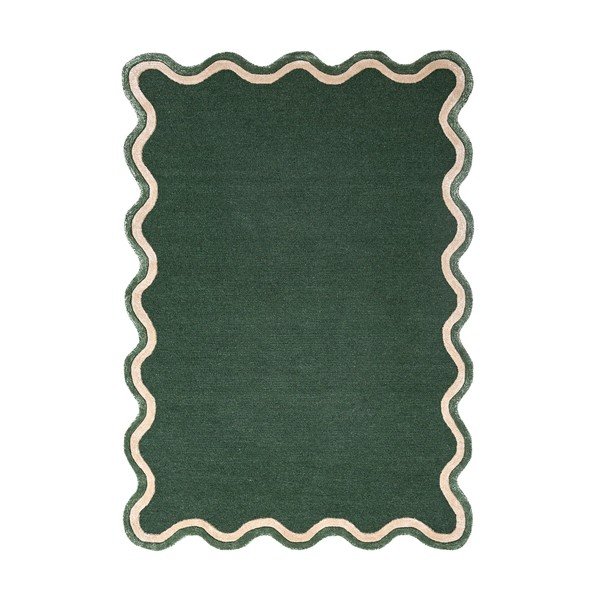 Ciemnozielony dywan z mieszanki wełny tkany ręcznie 120x170 cm Rivo Wool – Flair Rugs