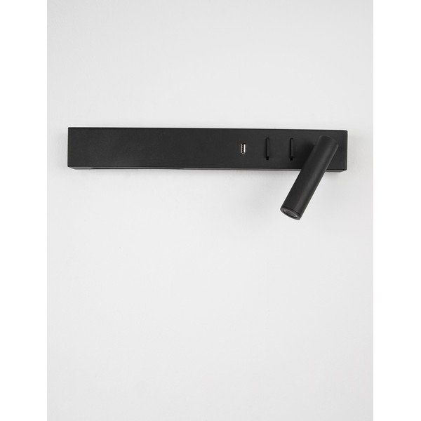 Metalowy kinkiet LED z elastyczną konstrukcją/z portem USB w kolorze matowej czerni Vida – Nova Luce-image-2