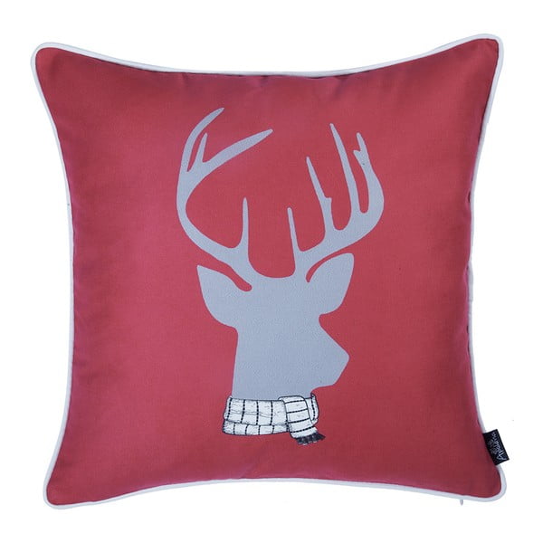 Czerwona poszewka na poduszkę ze świątecznym motywem Mike & Co. NEW YORK Honey Deer, 45x45 cm