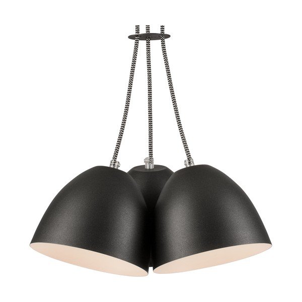 Czarna lampa wisząca z metalowym kloszem − LAMKUR-image-4