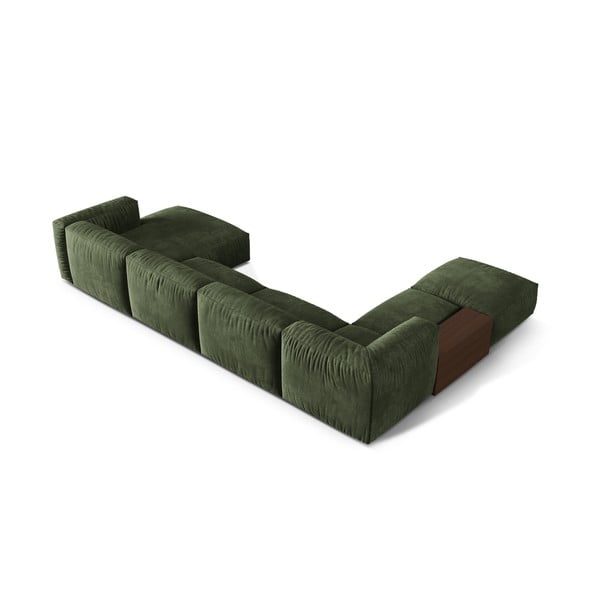 Zielony aksamitny narożnik modułowy (lewostronny/w kształcie litery U) Martina – Micadoni -image-2