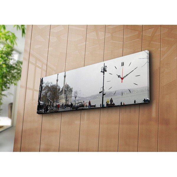 Obraz z zegarem W mieście, 30x90 cm-image-1