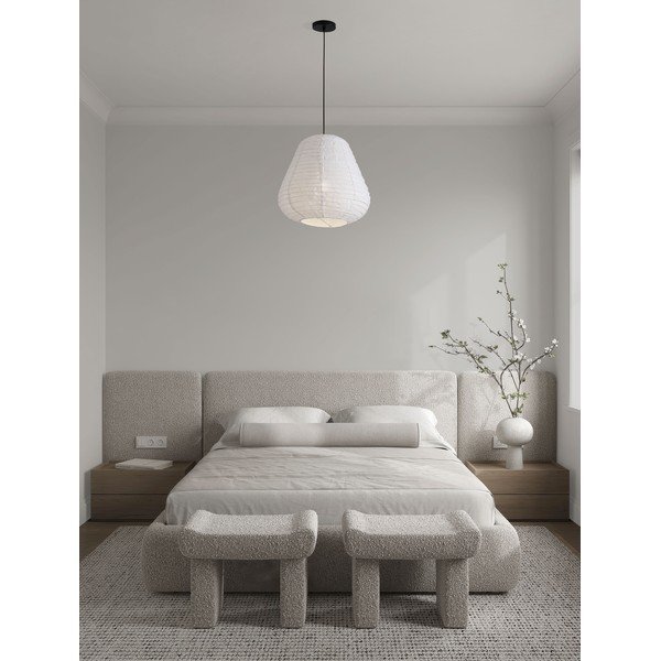 Biała lniana lampa wisząca ø 50 cm Linnet – Nova Luce-image-1
