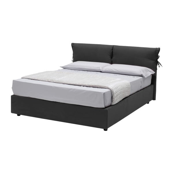 Szare łóżko 2-osobowe ze schowkiem 13Casa Iris, 160x190 cm