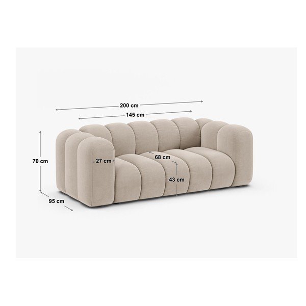 Beżowa sofa z tkaniny szenilowej 200 cm Lupine – Micadoni -image-4