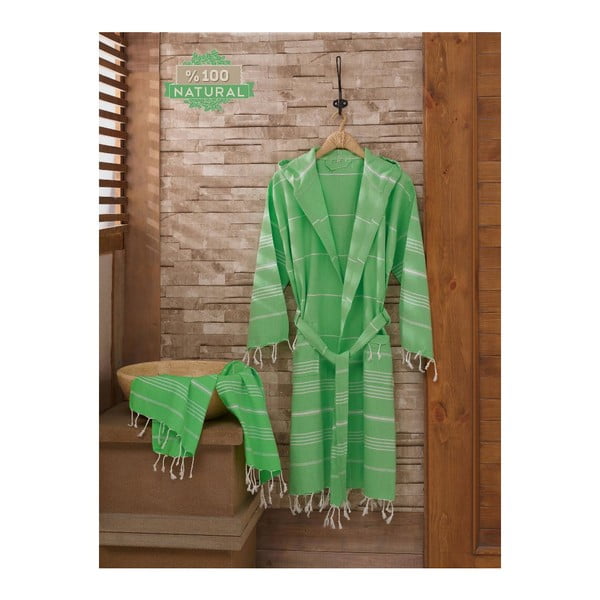 Zestaw szlafrok i ręcznik Sultan Cagla Green, S/M