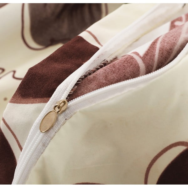 Brązowo-kremowa jednoosobowa pościel z mikrosatyny 6 elementów 140x200 cm Scarlet – My House-image-1