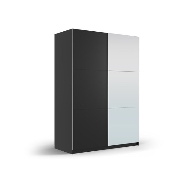 Czarna szafa z lustrem i drzwiami przesuwnymi 151x215 cm Lisburn – Cosmopolitan Design-image-1