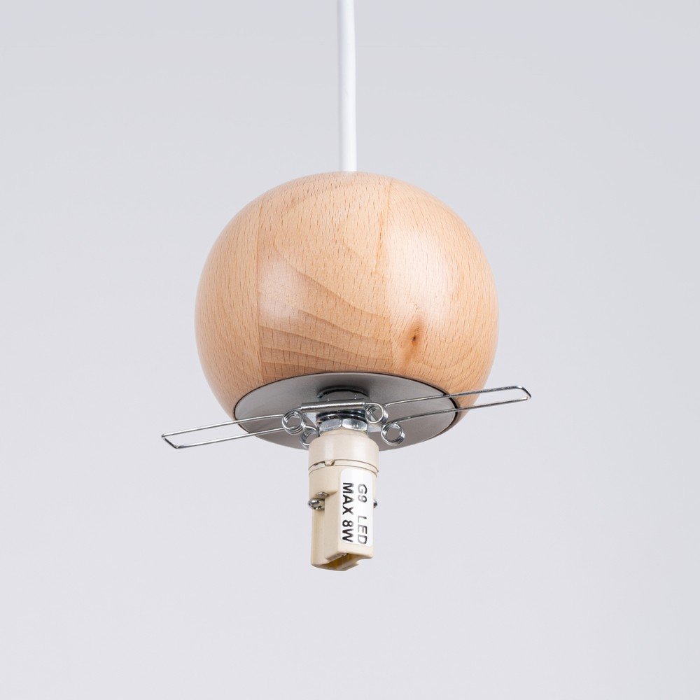 Biała/w naturalnym kolorze lampa wisząca z litego drewna ze szklanym kloszem ø 11 cm Glim – Sollux (zdjęcie 11)