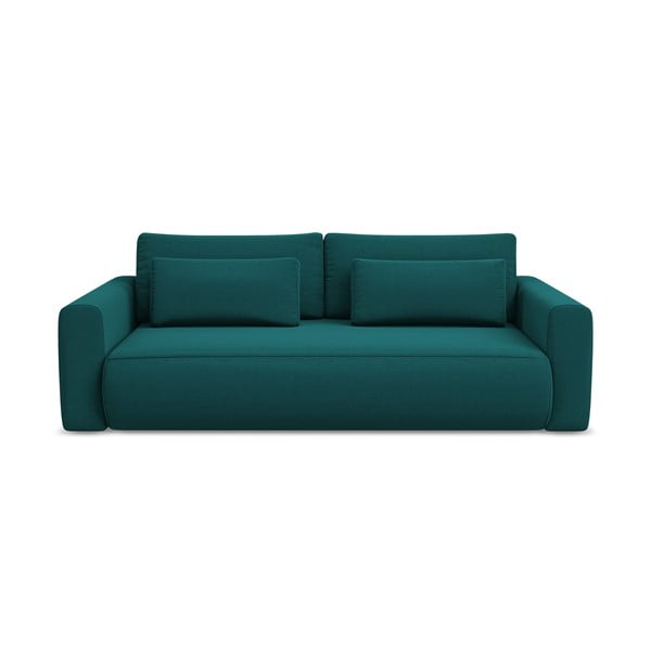 Turkusowa aksamitna rozkładana/ze schowkiem sofa 238 cm Kapua – Makamii