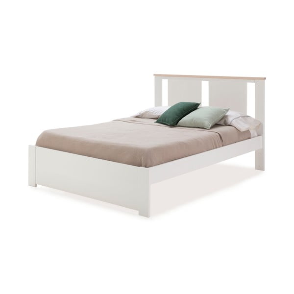 Białe łóżko dwuosobowe ze stelażem 140x190 cm Enara – Marckeric-image-3