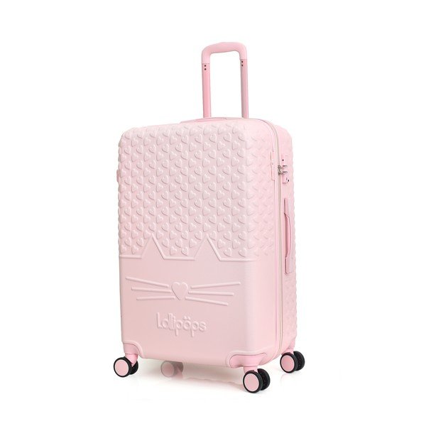 Jasnoróżowa walizka fakturowana z 4 kółkami Lollipops Kitty-image-4