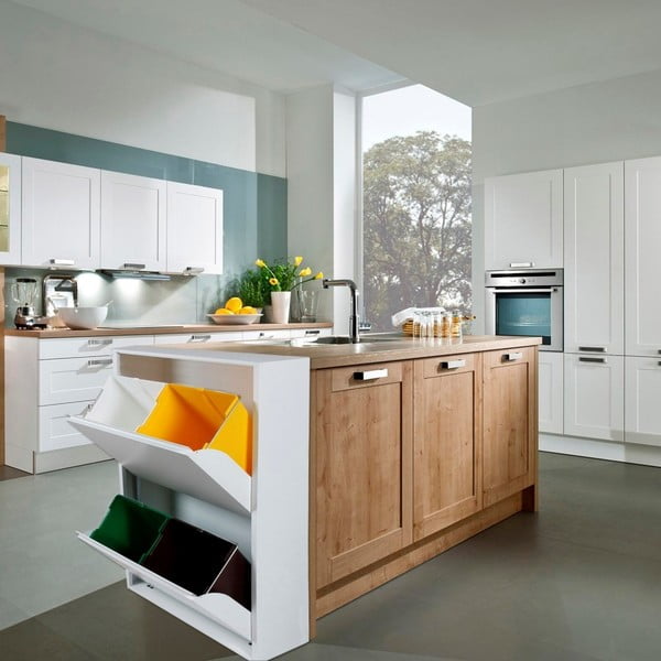 Biała szafka z koszami do segregacji śmieci Evergreen House Sort-image-1