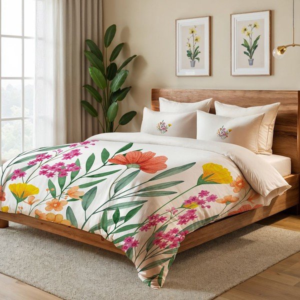 Kremowa pościel jednoosobowa 200x140 cm Clementine – Mijolnir-image-1