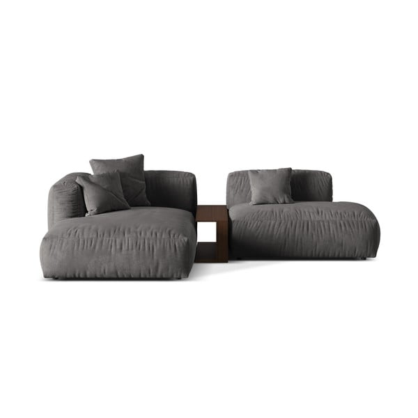 Szary aksamitny narożnik modułowy (lewostronny/z szezlongiem) Martina – Micadoni