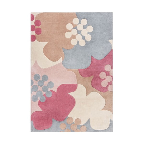 Szaro-różowy dywan Flair Rugs Retro Floral, 160x230 cm