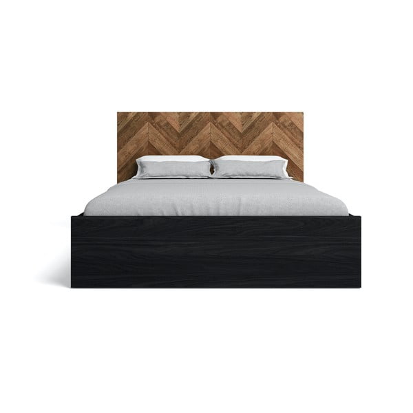 Czarno-naturalne łóżko dwuosobowe 160x200 cm Gio – Marckeric