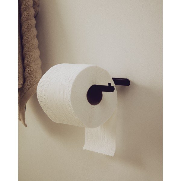 Czarny ścienny uchwyt na papier toaletowy ze stali nierdzewnej Arely – Kave Home-image-1