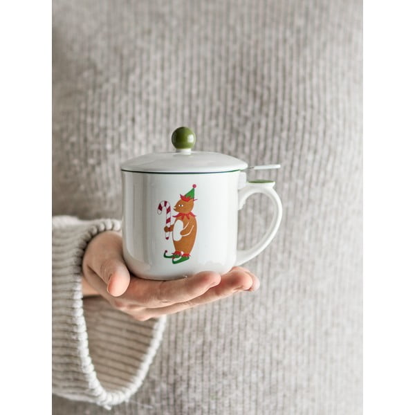 Kremowy kamionkowy kubek z sitkiem ze świątecznym motywem 300 ml Valentin – Bloomingville-image-2