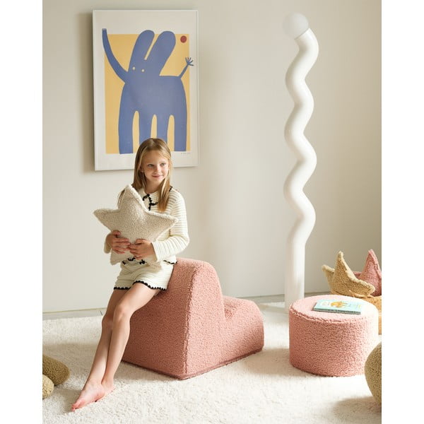 Różowy puf dziecięcy z materiału bouclé – Wigiwama-image-4