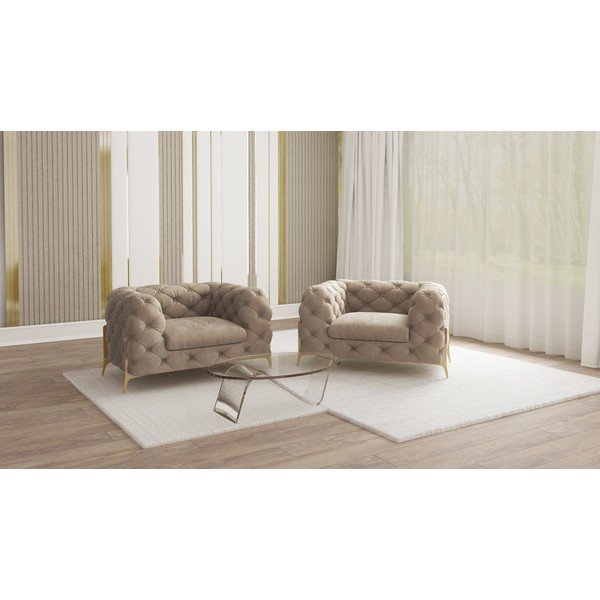 Szarobeżowy aksamitny fotel Chelsea Bis – Ropez-image-1