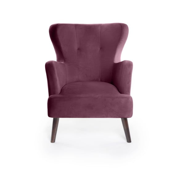 Fioletowy aksamitny fotel typu uszak Noemye – Bonami Selection