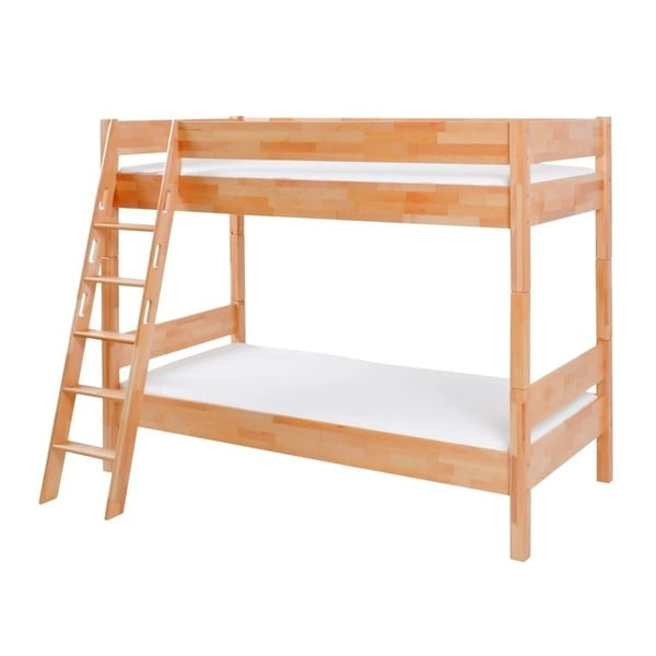 Dziecięce łóżko piętrowe z litego drewna bukowego Mobi furniture Erik, 200x90 cm