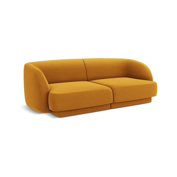 Musztardowa aksamitna sofa 184 cm Miley  – Micadoni Home-image-2