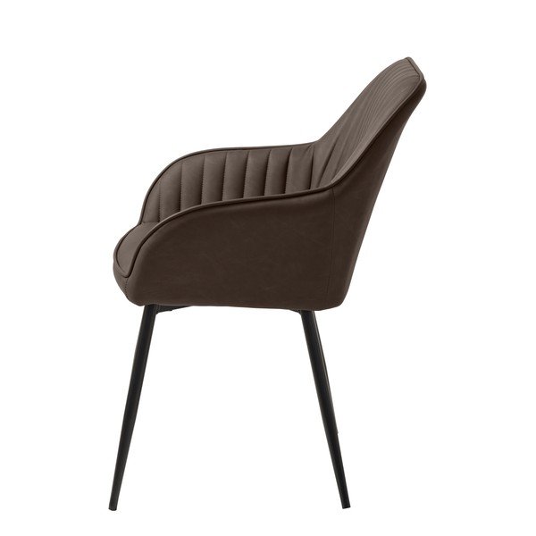 Ciemnobrązowy tapicerowany fotel jadalniany z podłokietnikami Melfort – Unique Furniture-image-2