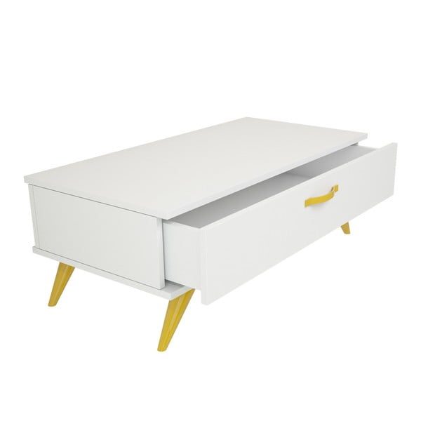 Biały stolik z żółtymi nogami Magenta Home Coulour Series