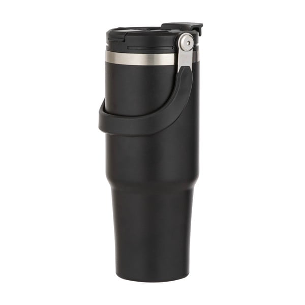 Czarna podróżna butelka ze stali nierdzewnej 1 l Eco – Ladelle