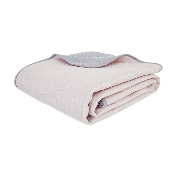 Różowo-szara pikowana narzuta na łóżko Catherine Lansfield Blossom, 240x260 cm-image-2