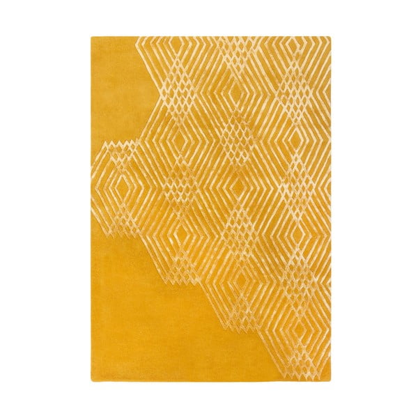 Żółty dywan wełniany Flair Rugs Diamonds, 120x170 cm