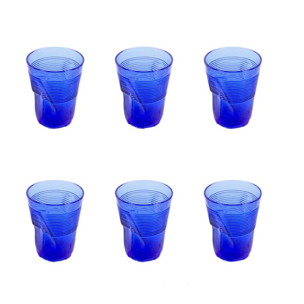 Zestaw 6 niebieskich szklanek Kaleidos, 360 ml