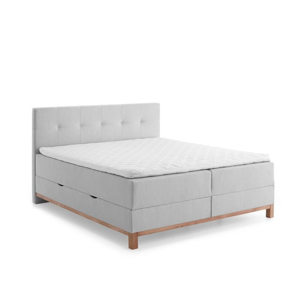 Jasnoszare łóżko boxspring ze schowkiem 180x200 cm Catania − Meise Möbel
