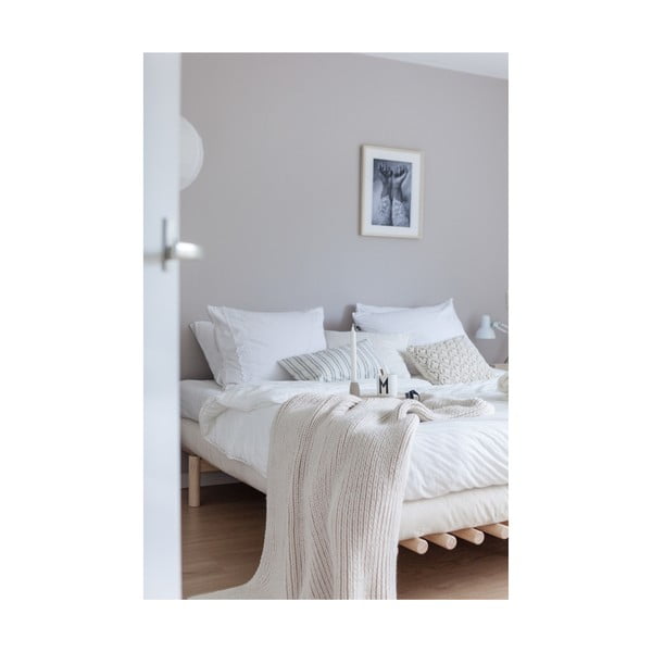 Łóżko dwuosobowe z drewna sosnowego z materacem Karup Design Pace Double Latex Natural/Natural, 180x200 cm-image-3