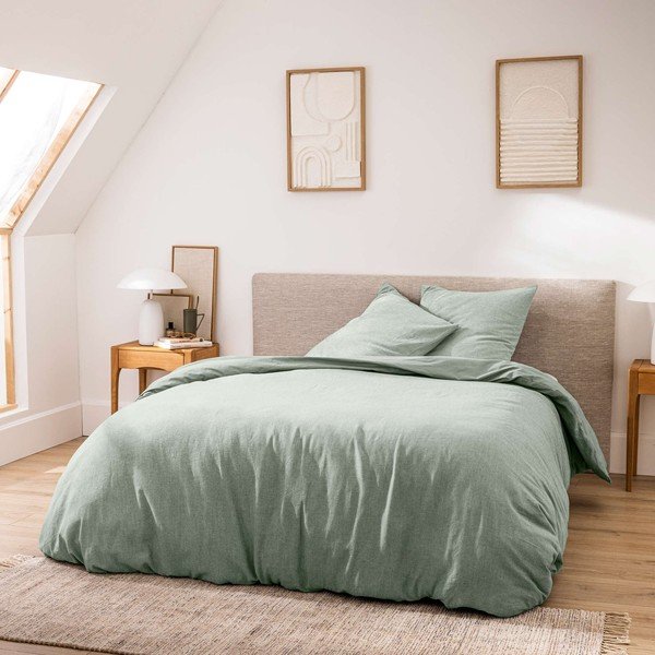 Zielona bawełniana pościel dwuosobowa 3-częściowa 240x220 cm Meline – douceur d'intérieur