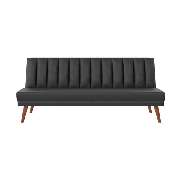 Czarna rozkładana sofa z imitacji skóry 173 cm Brittany – Novogratz