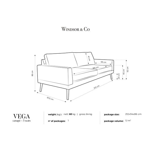 Jasnoszara sofa 3-osobowa Windsor & Co Sofas Vega-image-4