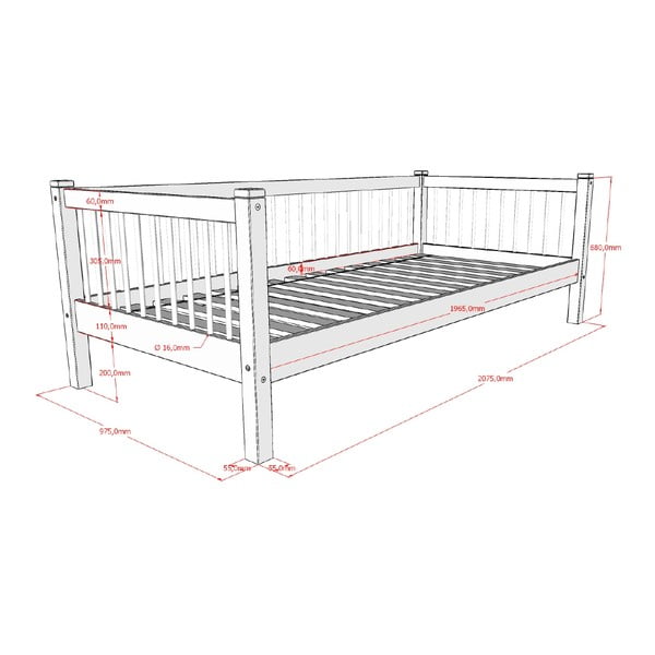 Białe łóżko dziecięce z litego drewna bukowego 90x200 cm Forrest – Vipack-image-2